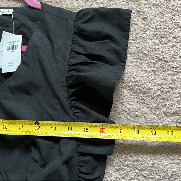 NWT Abercrombie & Fitch Black Flutter Sleeve Tiered Mini Dress Women's Size‎ S - Picture 5 of 7